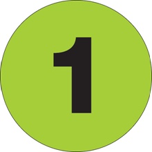 3" Circle - "1" (Fluorescent Green) Number Labels image