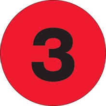 4" Circle - "3" (Fluorescent Red) Number Labels image