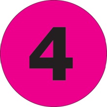4" Circle - "4" (Fluorescent Pink) Number Labels image