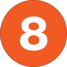 1" Circle - "8" (Orange) Number Labels image