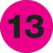 3" Circle - "13" (Fluorescent Pink) Number Labels image