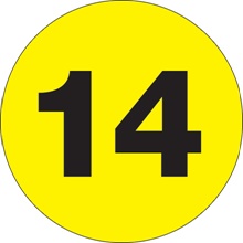 3" Circle - "14" (Fluorescent Yellow) Number Labels image