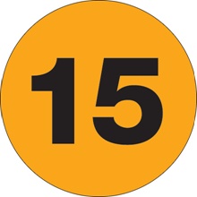 3" Circle - "15" (Fluorescent Orange) Number Labels image