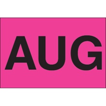 2 x 3" - "AUG" (Fluorescent Pink) Months of the Year Labels image