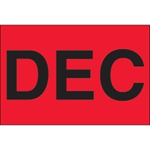 2 x 3" - "DEC" (Fluorescent Red) Months of the Year Labels image