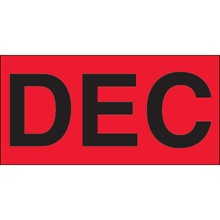 3 x 6" - "DEC" (Fluorescent Red) Months of the Year Labels image