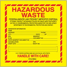 6 x 6" - "Hazardous Waste - New Jersey" Labels image