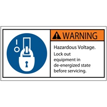 2 x 4" - Warning Hazardous Voltage Durable Safety Label image