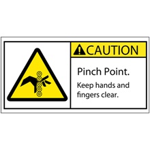 2 x 4" - Caution Pinch Point Rollers Durable Safety Label image