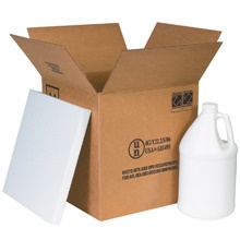 12 1/4 x 12 1/4 x 12 3/4" 4 - 1 Gallon Plastic Jug Shipper Kit image