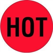 #DL1730  2"  Circle "HOT" Fluorescent Red Label image