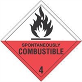 FINAL SALE: #DL5140  4 x 4"  Spontaneously Combustible - Hazard Class 4 Label image