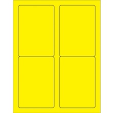 3 1/2 x 5" Fluorescent Yellow Rectangle Laser Labels image