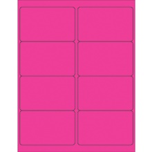 4 x 2 1/2" Fluorescent Pink Rectangle Laser Labels image