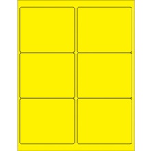 4 x 3 1/3" Fluorescent Yellow Rectangle Laser Labels image