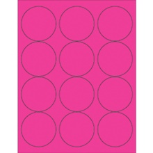 2 1/2" Fluorescent Pink Circle Laser Labels image