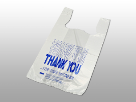 "Thank You" Pre-printed T-Shirt Bags 11 1/2 x 6 1/2 x 21 1/2" (1000/case) image