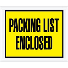 4 1/2 x 5 1/2" Yellow "Packing List Enclosed" Envelopes image