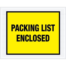 7 x 5 1/2" Yellow "Packing List Enclosed" Envelopes image