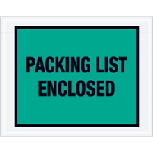 7 x 5 1/2" Green "Packing List Enclosed" Envelopes image
