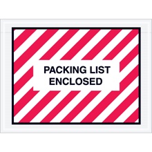 4 1/2 x 6" Red (Striped) "Packing List Enclosed" Envelopes image