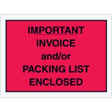 4 1/2 x 6" Red "Important Invoice and/or Packing List Enclosed" Envelopes image