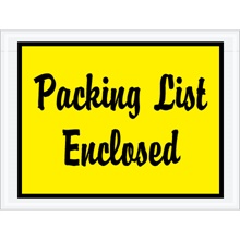 4 1/2 x 6" Yellow "Packing List Enclosed" Envelopes image