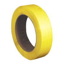 1/2" x .031 x  7200' Yellow 16 x 6" Core Hand Grade Polypropylene Strapping - Embossed image