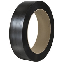 5/8" x .025 x 6000' Black 16 x 6" Core Hand Grade Polypropylene Strapping - Embossed image