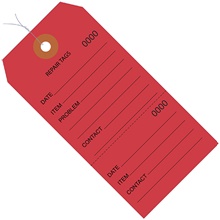 4 3/4 x 2 3/8" Red Repair Tags Consecutively Numbered - Pre-Wired image