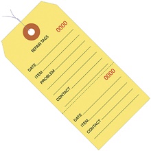 4 3/4 x 2 3/8" Yellow Repair Tags Consecutively Numbered - Pre-Wired image
