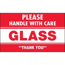 3 x 5" - "Glass - Please Handle With Care" Labels image