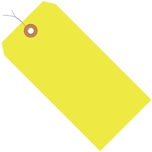 2 3/4 x 1 3/8" Fluorescent Yellow 13 Pt. Shipping Tags - Pre-Wired image