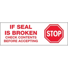 2" x 110 yds. - "Stop If Seal Is Broken" (18 Pack) Tape Logic® Messaged Carton Sealing Tape image