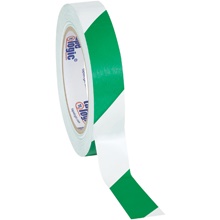 1" x 36 yds. Green/White Tape Logic® Striped Vinyl Safety Tape image