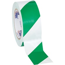 2" x 36 yds. Green/White Tape Logic® Striped Vinyl Safety Tape image
