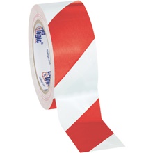 2" x 36 yds. Red/White Tape Logic® Striped Vinyl Safety Tape image