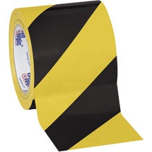 4" x 36 yds. Black/Yellow Tape Logic® Striped Vinyl Safety Tape image