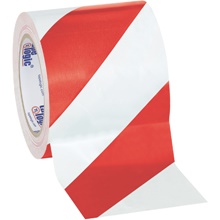 4" x 36 yds. Red/White Tape Logic® Striped Vinyl Safety Tape image