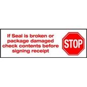 FINAL SALE: 2" x 110 yds. 2.0 Mil Stop If Seal Is Broken Pre-Printed Carton Sealing Tape (36/Case) image
