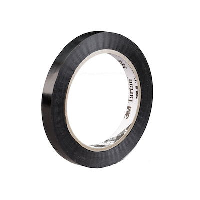 1/2" x 60 yds. 2.8 Mil Black 110lbs. Tensile Strength 3M #860 Tartan™ Polypropylene Stapping Tape (144/case) image